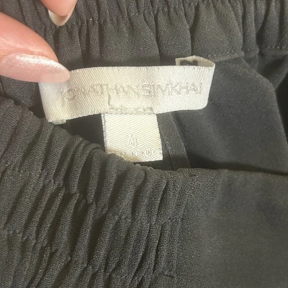 Jonathan Simkhai black with white edge ruffle cropped wide leg pants - Picture 4 of 12